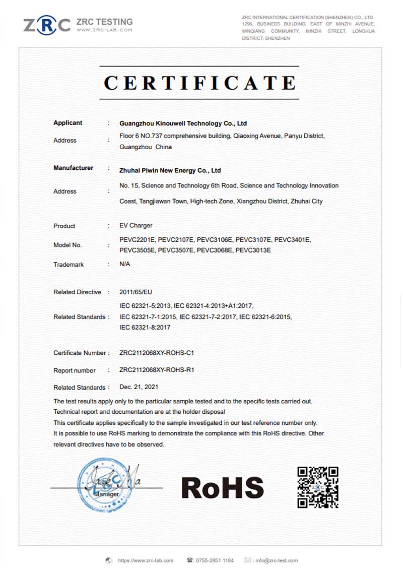 CE-ROHS certificate
