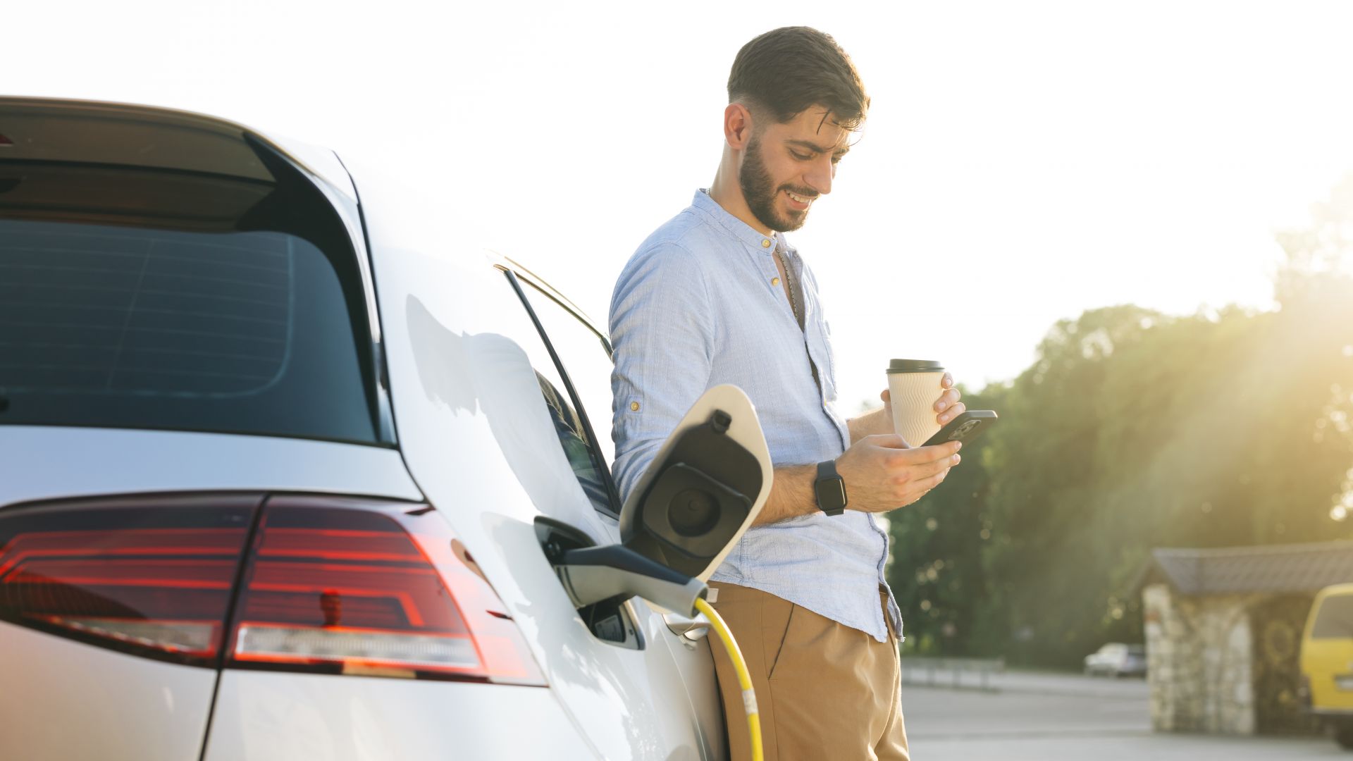 An electric car using a home ev charger