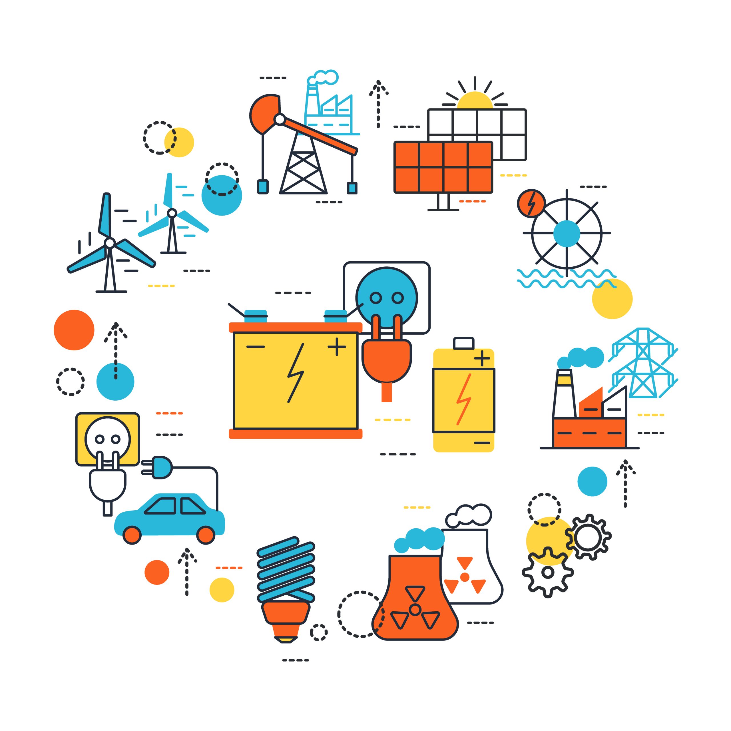 Sources of various types of energy storage systems